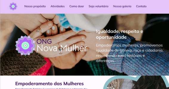 Projeto de website institucional da ONG Nova Mulher